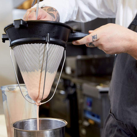 Matfer Bourgeat strainer with one-piece Exoglass body for rugged, easy cleaning