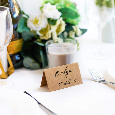 MATICAN kraft place cards blank pre-scored for easy folding.
