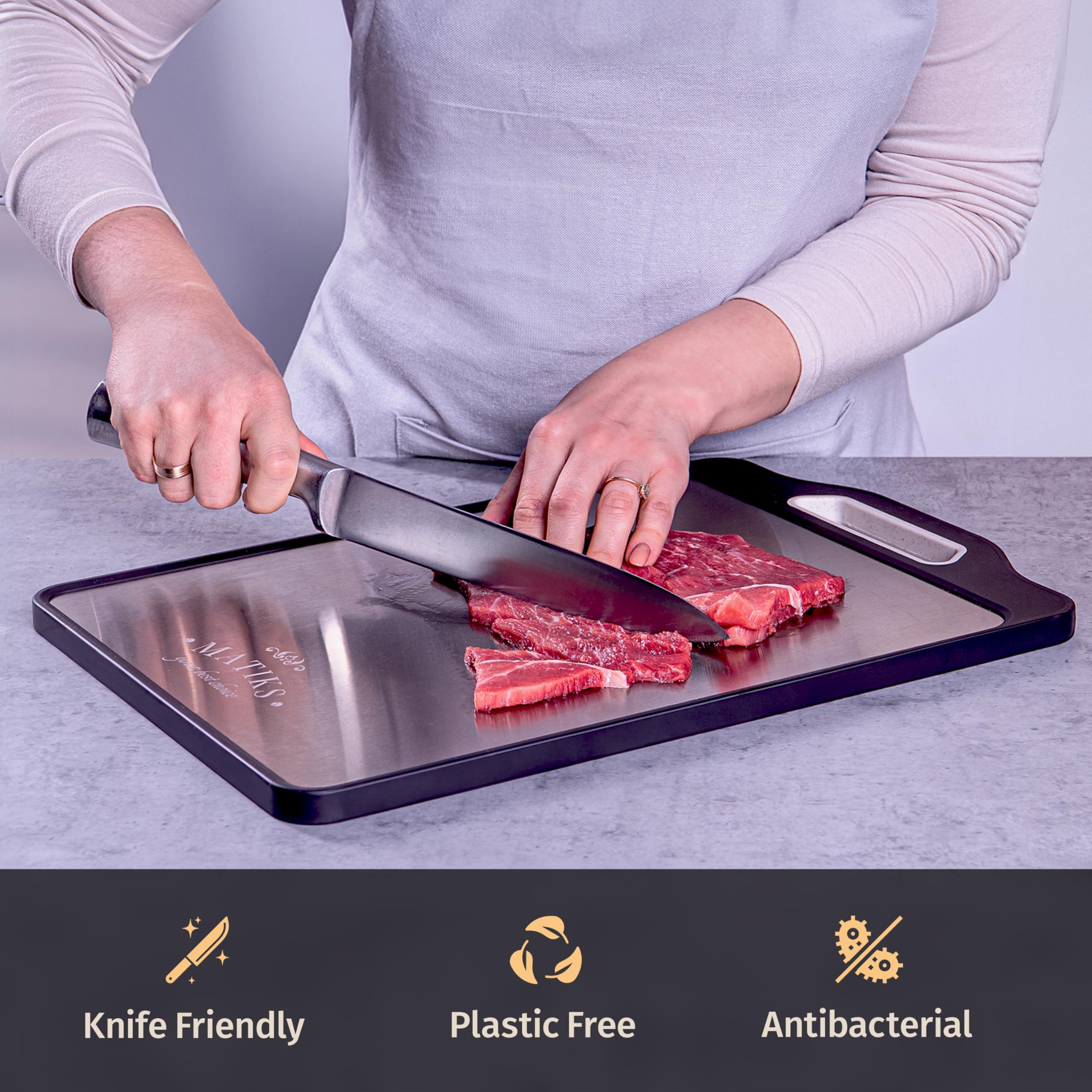 Matiks cutting board is dishwasher safe and durable.