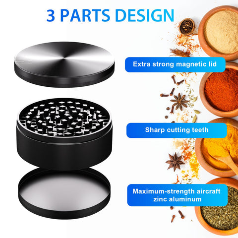 Matoolser Spice Grinder durable zinc alloy body ensures lasting performance.