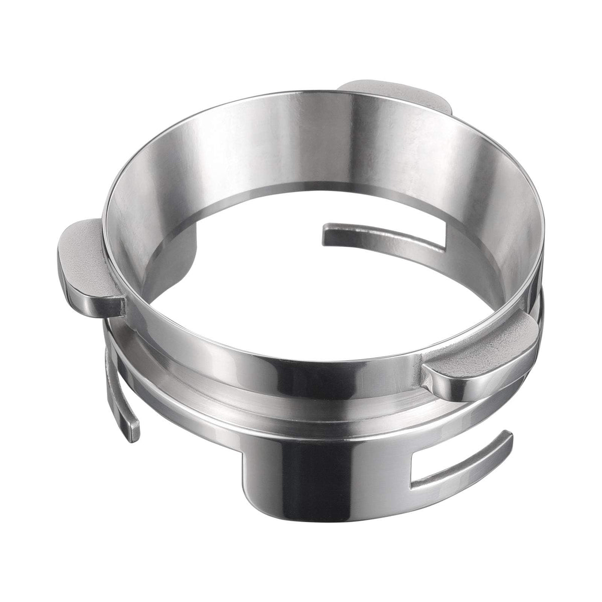 MATOW 54mm dosing funnel with grinder trigger top view for spill-free grinding