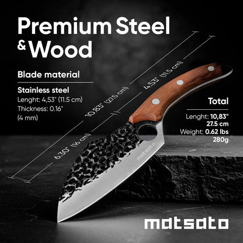 Matsato Chef Knife ergonomic handle close-up for comfortable grip
