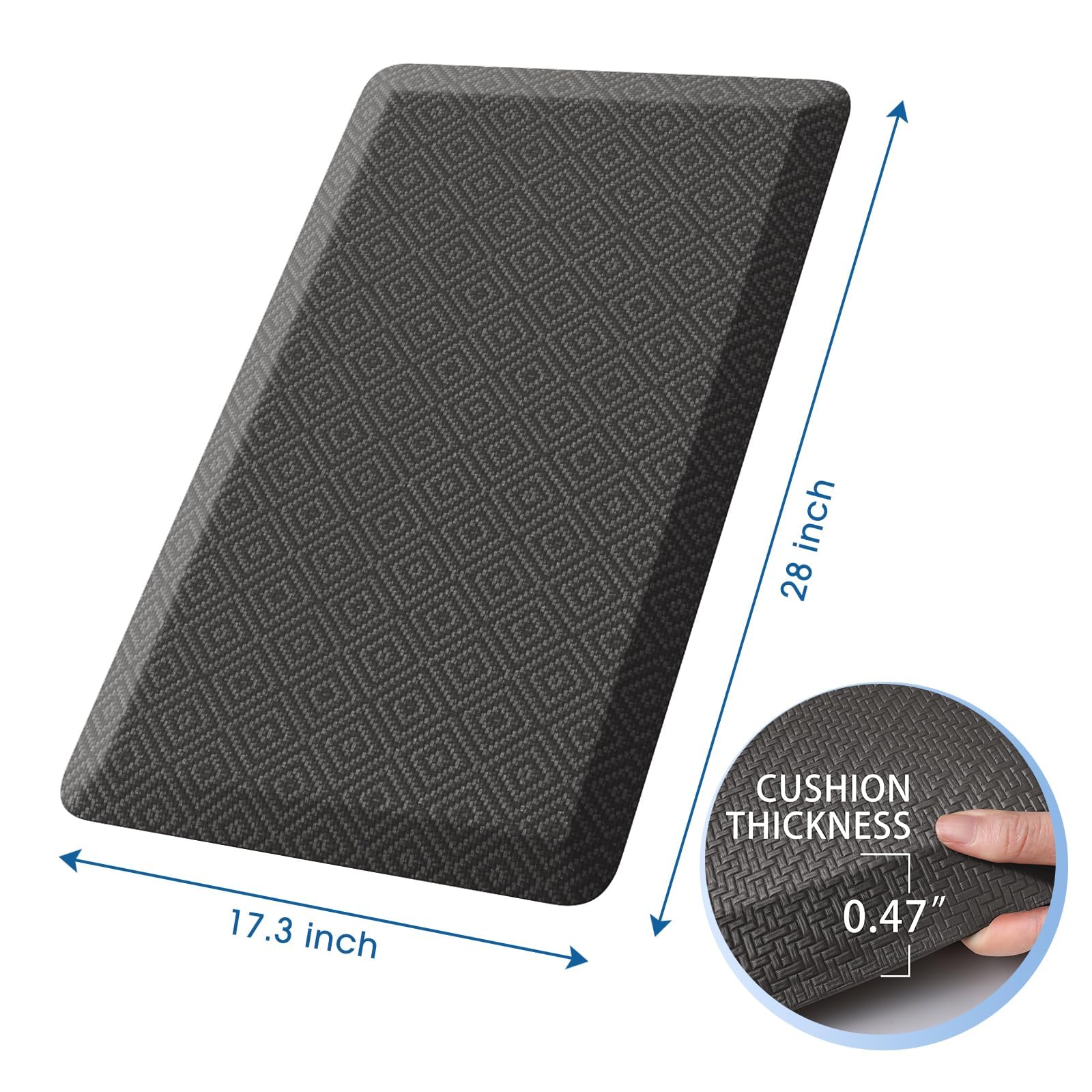 Mattitude dark-grey kitchen mat shows waterproof surface for spills