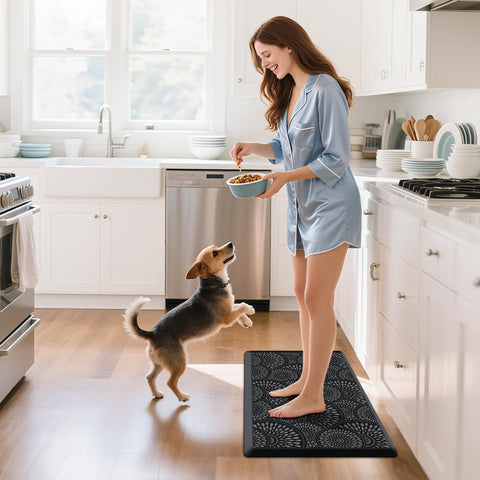 Non-slip bottom keeps Mattitude mat in place on slick floors.