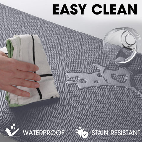 Mattitude kitchen mat oil- and stain-resistant surface for quick maintenance.
