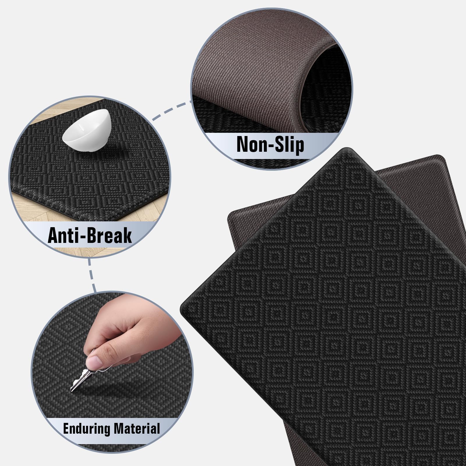 Mattitude two-piece kitchen mat arranged beside standing desk for ergonomic support