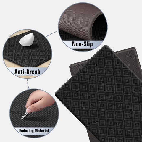 Mattitude two-piece kitchen mat arranged beside standing desk for ergonomic support