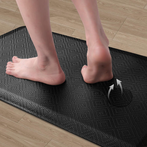 Mattitude kitchen mat made with water-resistant material for spills and easy cleaning.