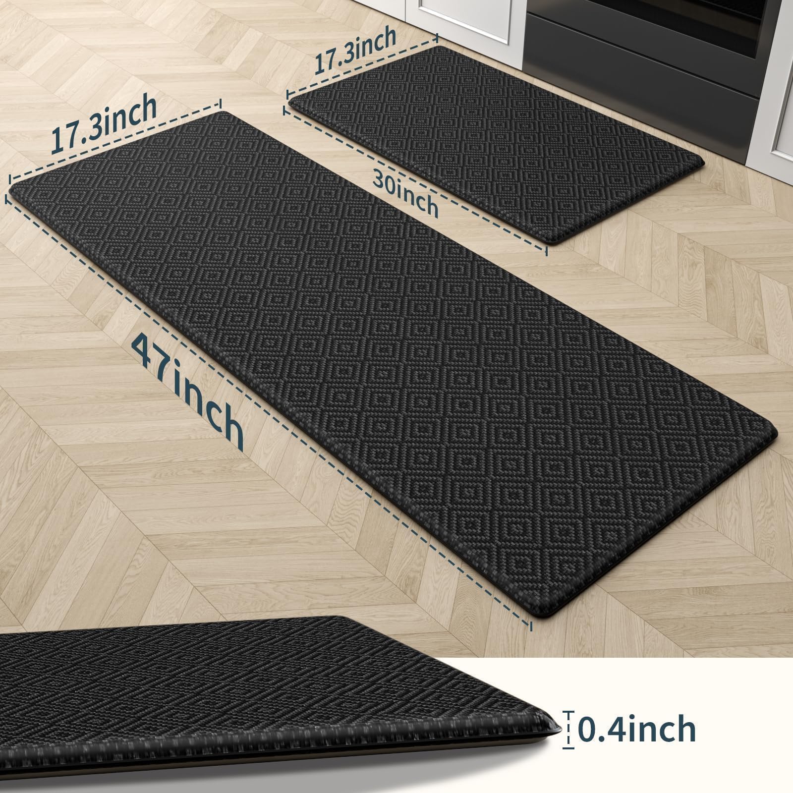 Mattitude waterproof kitchen mat surface that resists spills and wipes clean