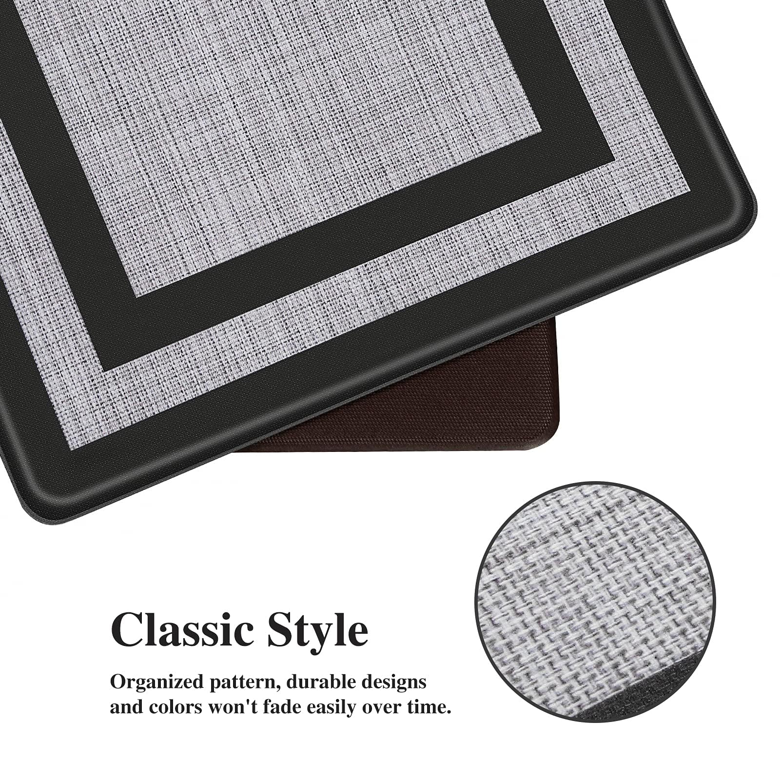 Mattitude kitchen mats set of 2 showing ergonomic foam feel for comfortable standing.