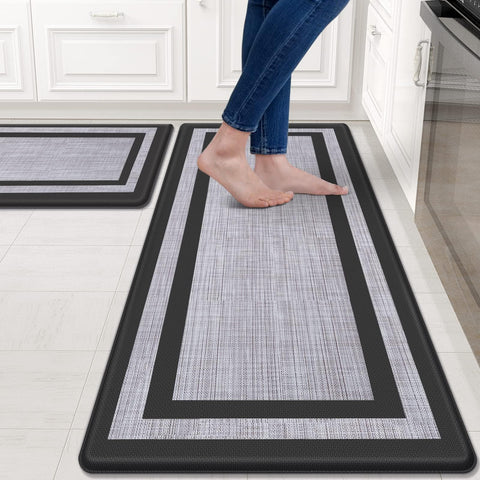 Mattitude kitchen mats set of 2 front view highlighting cushioned anti-fatigue support for standing tasks.