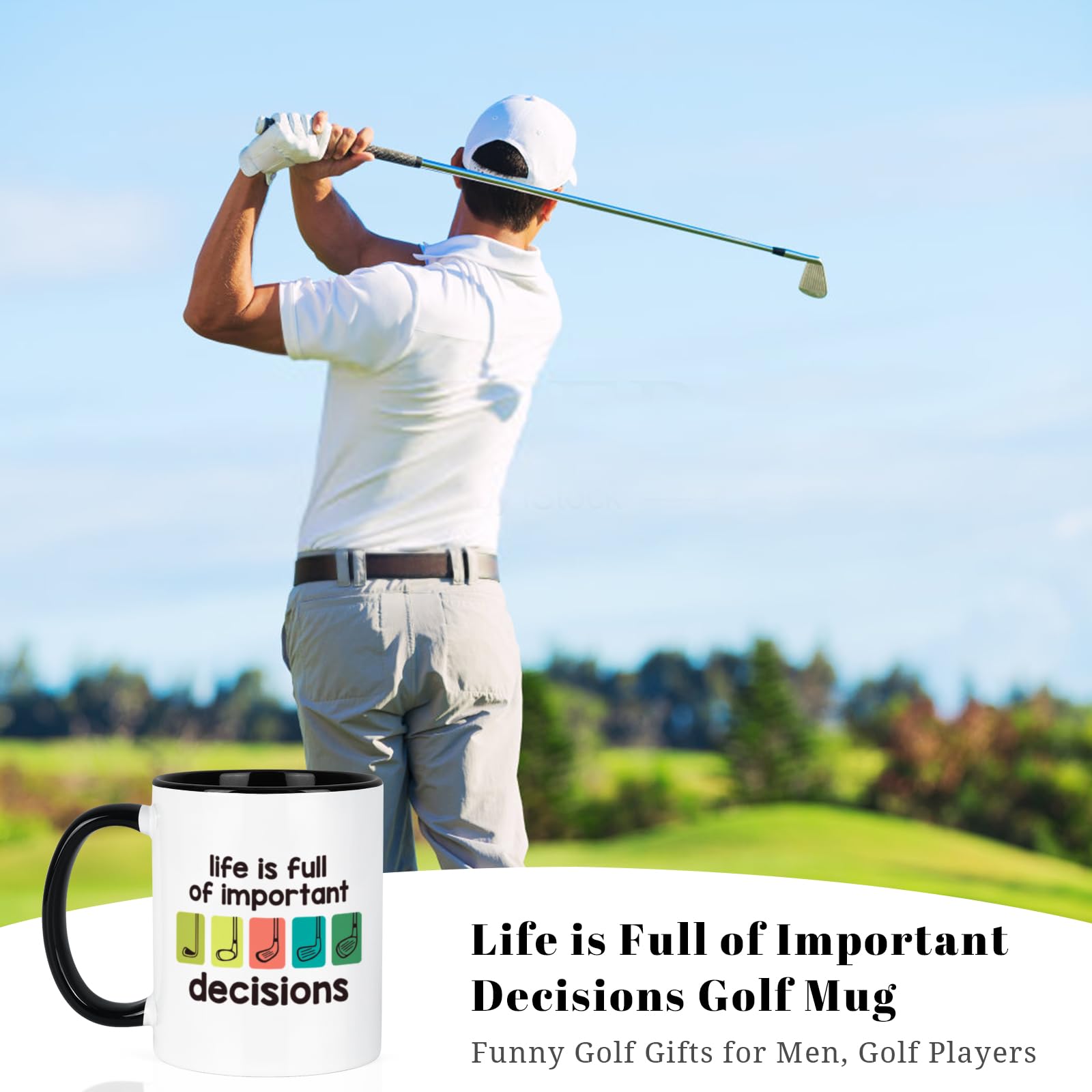Maustic golf mug featuring a comfortable handle for secure grip