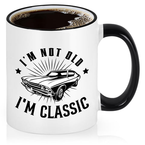 Maustic 'I'm Not Old I'm Classic' mug for daily coffee moments and humor.