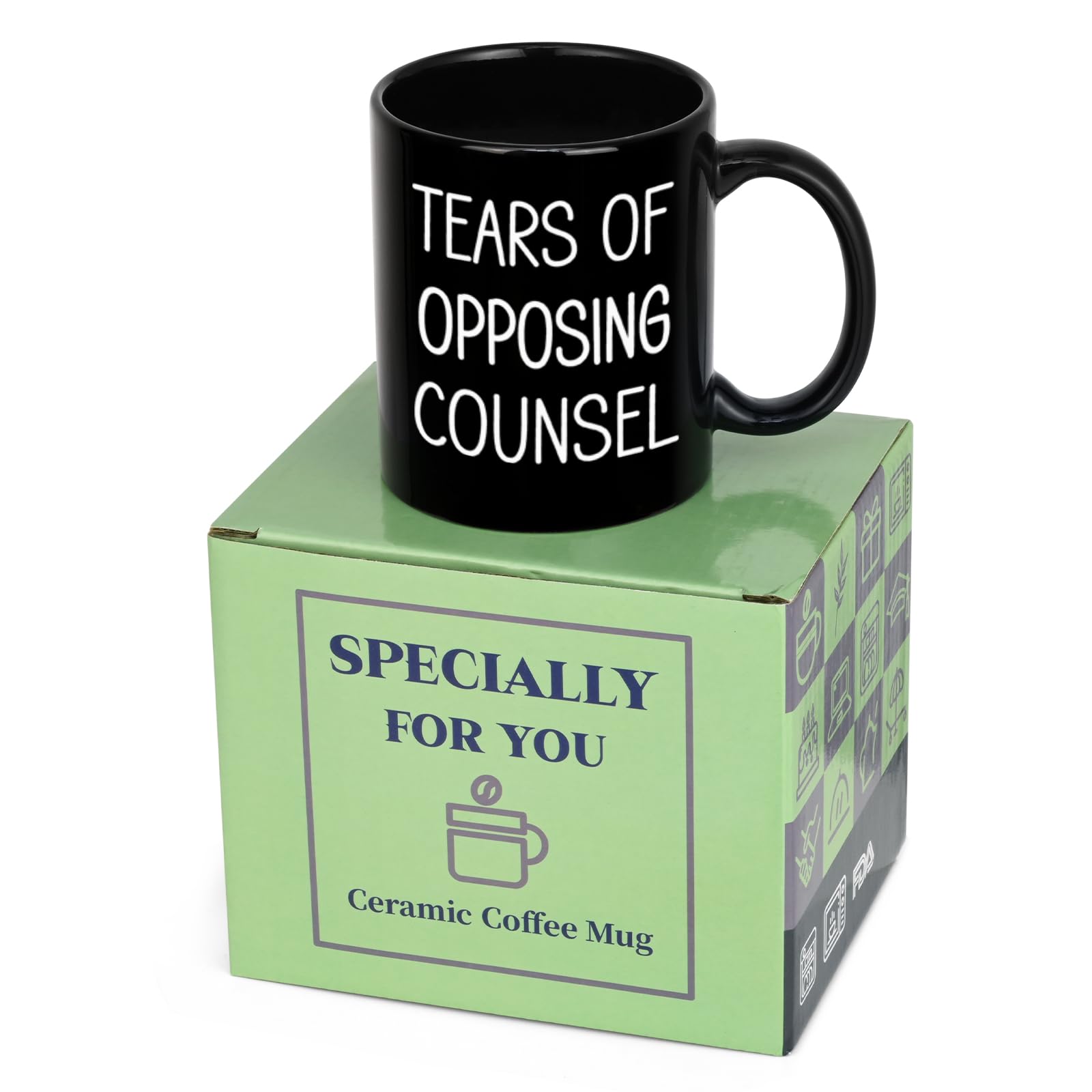 Maustic Lawyer Gifts mug on a tidy desk setup for study or work.