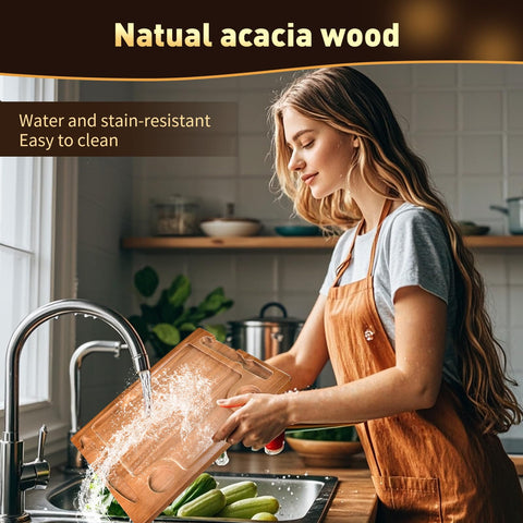 MAVOTER Acacia wood grain close-up showing natural texture.