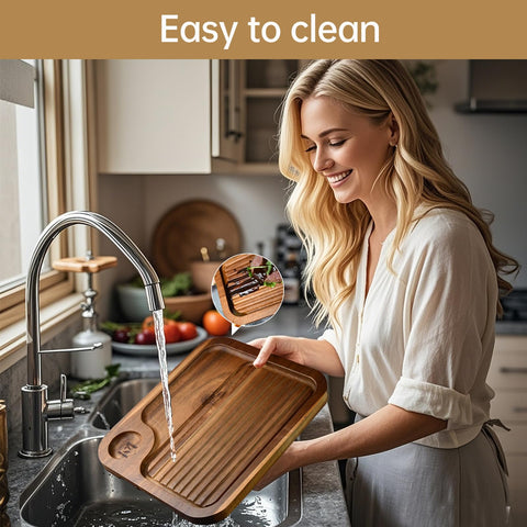 MAVOTER ergonomic acacia plate with rounded edges for safe handling