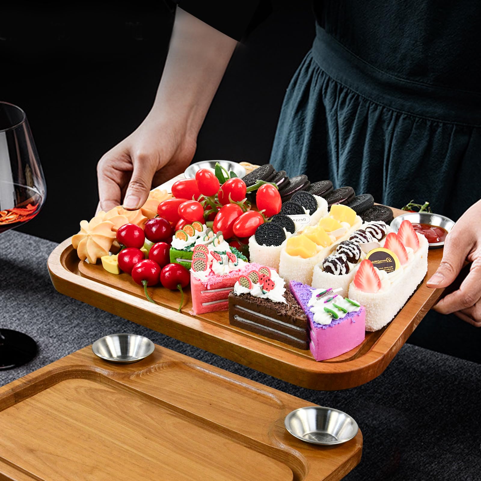 MAVOTER wooden board ideal for desserts, breads, and cheeses at gatherings
