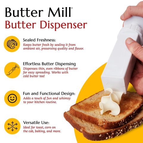 MAX SPACE Butter Mill airtight lid preserves freshness and flavor.