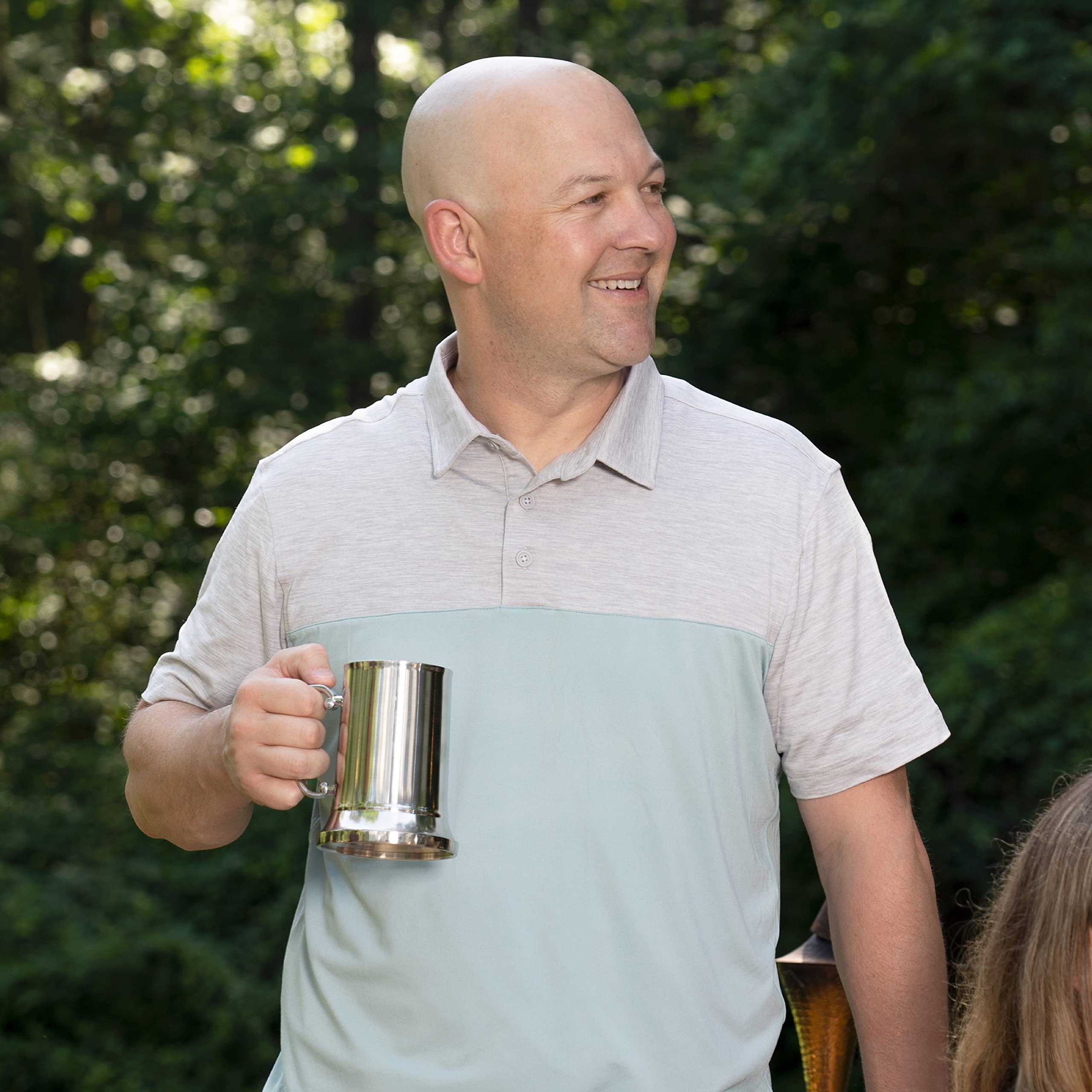 Maxam tankard on table, ready for beer, cider, or cold beverages enjoyed with friends.