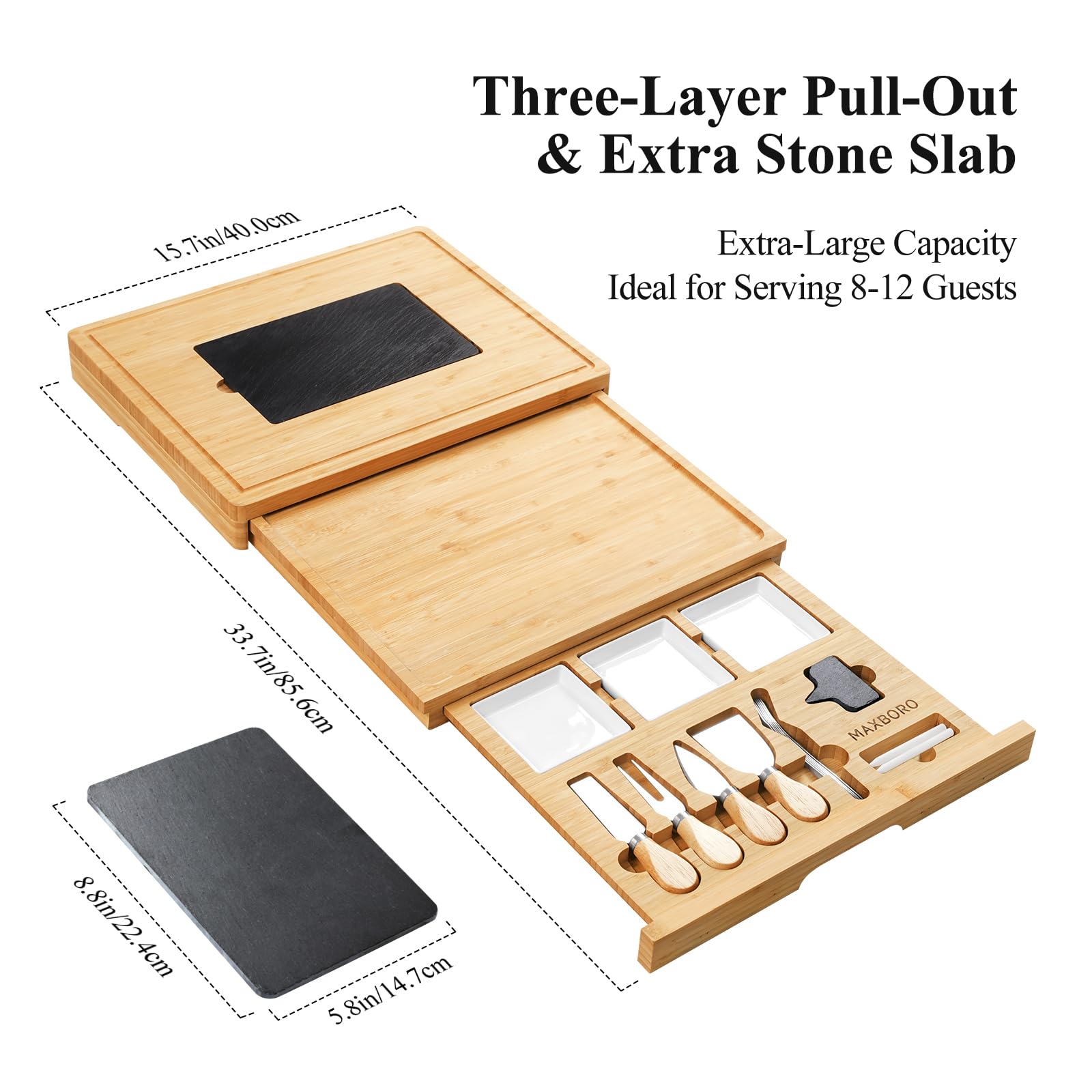 Maxboro charcuterie board knife-set assembled for versatile entertaining
