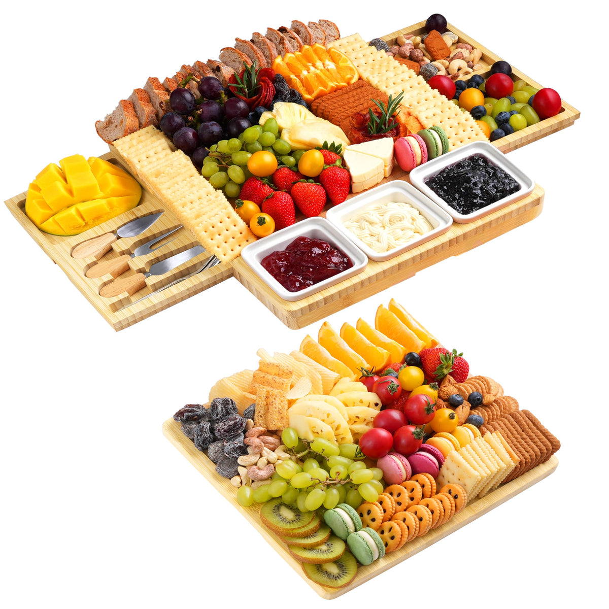 Maxboro charcuterie board with knife set for elegant, effortless party prep