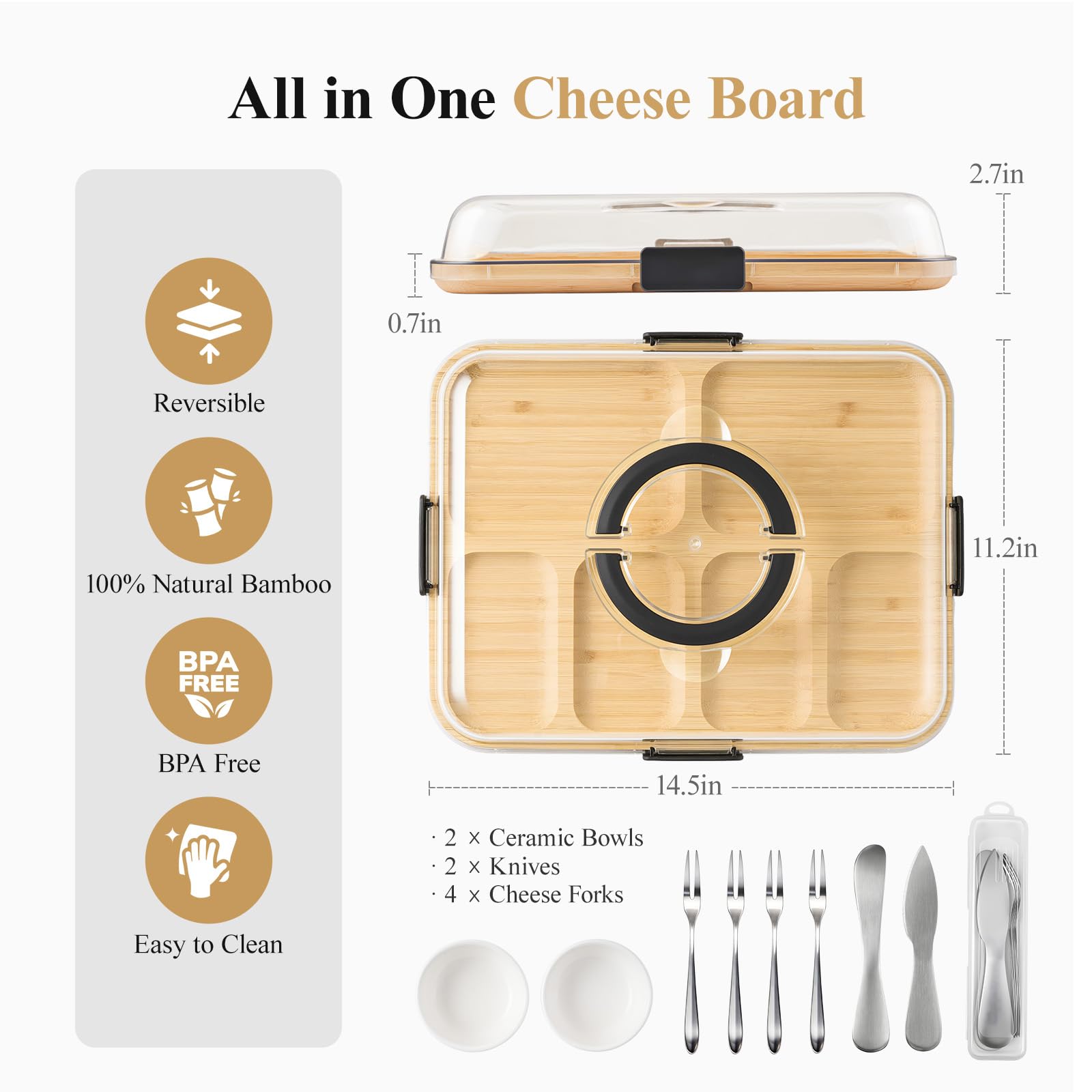 Maxboro charcuterie knife set included for easy serving and presentation.