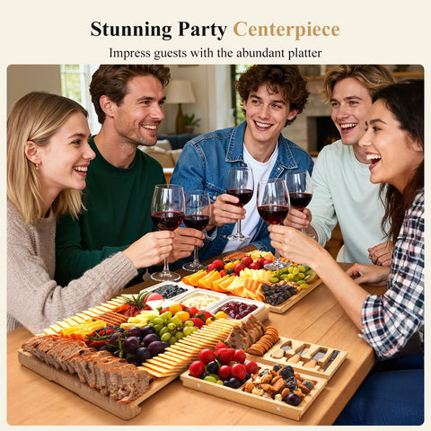Maxboro extended cheese tray offers extra-large surface for diverse cheese selections