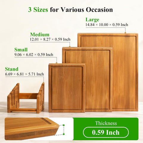 Maxboro cutting board with juice groove catches runoff.