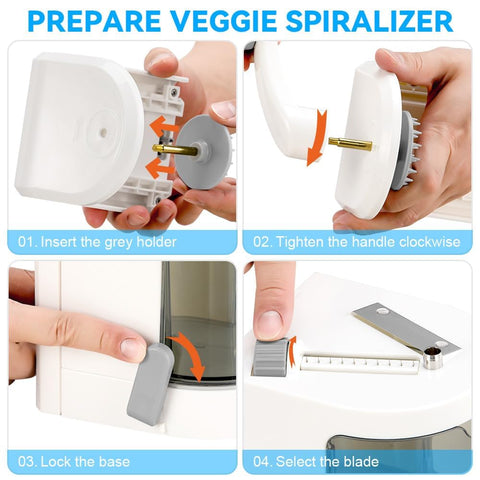 Maxceysen vegetable spiralizer with 2 cup container for mess-free prep