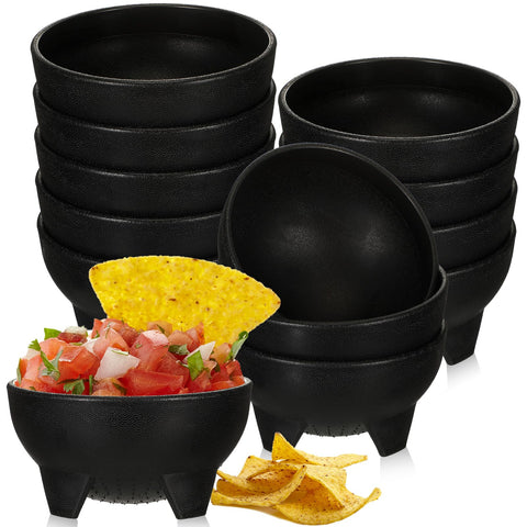 Maxcheck 12-pcs salsa bowls in black for party dips and chips.