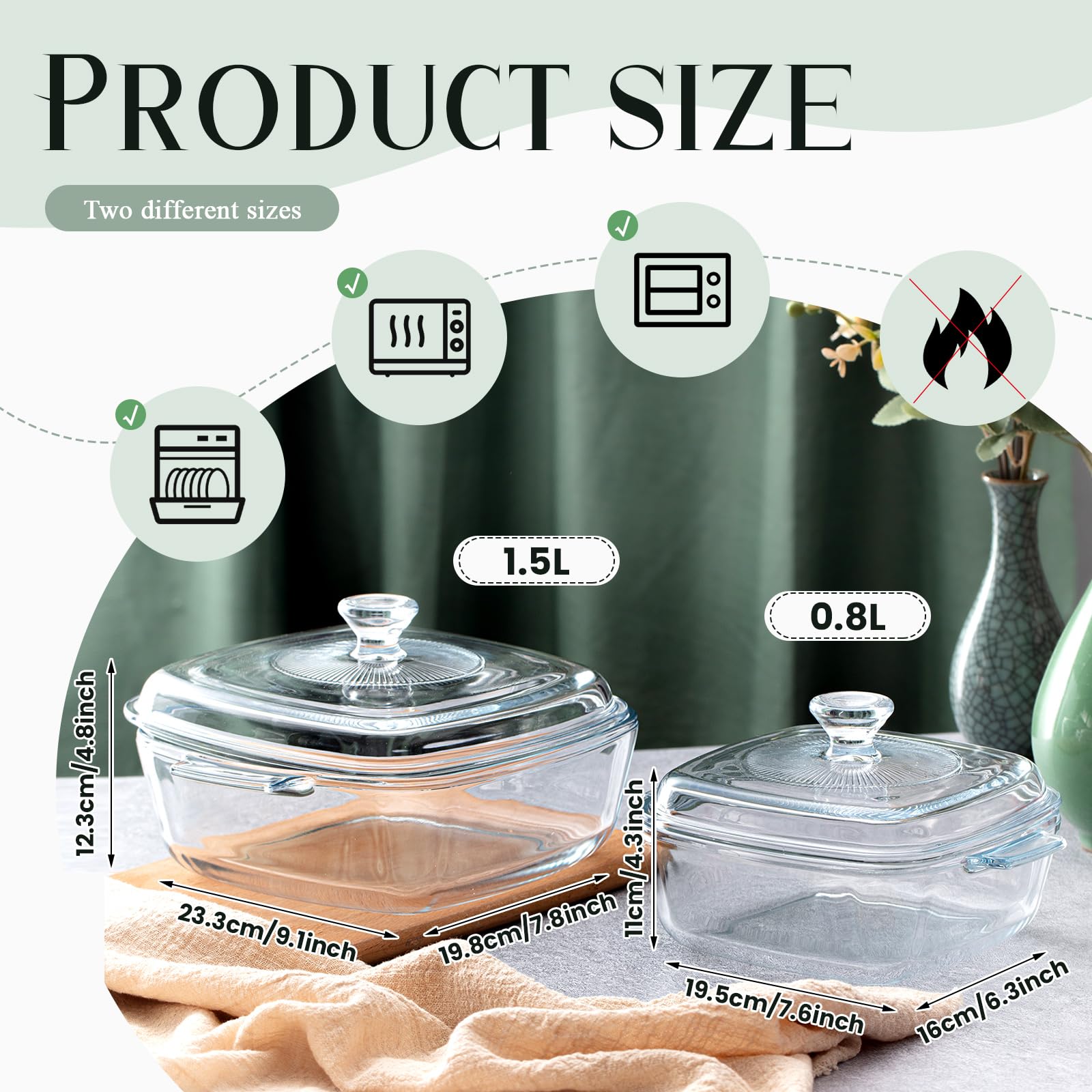 Maxcheck 1.5L glass casserole with lid, ideal for small meals.
