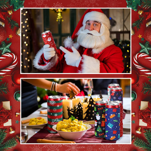Maxcheck candy cane beer sleeve brings holiday vibes and reusable convenience.