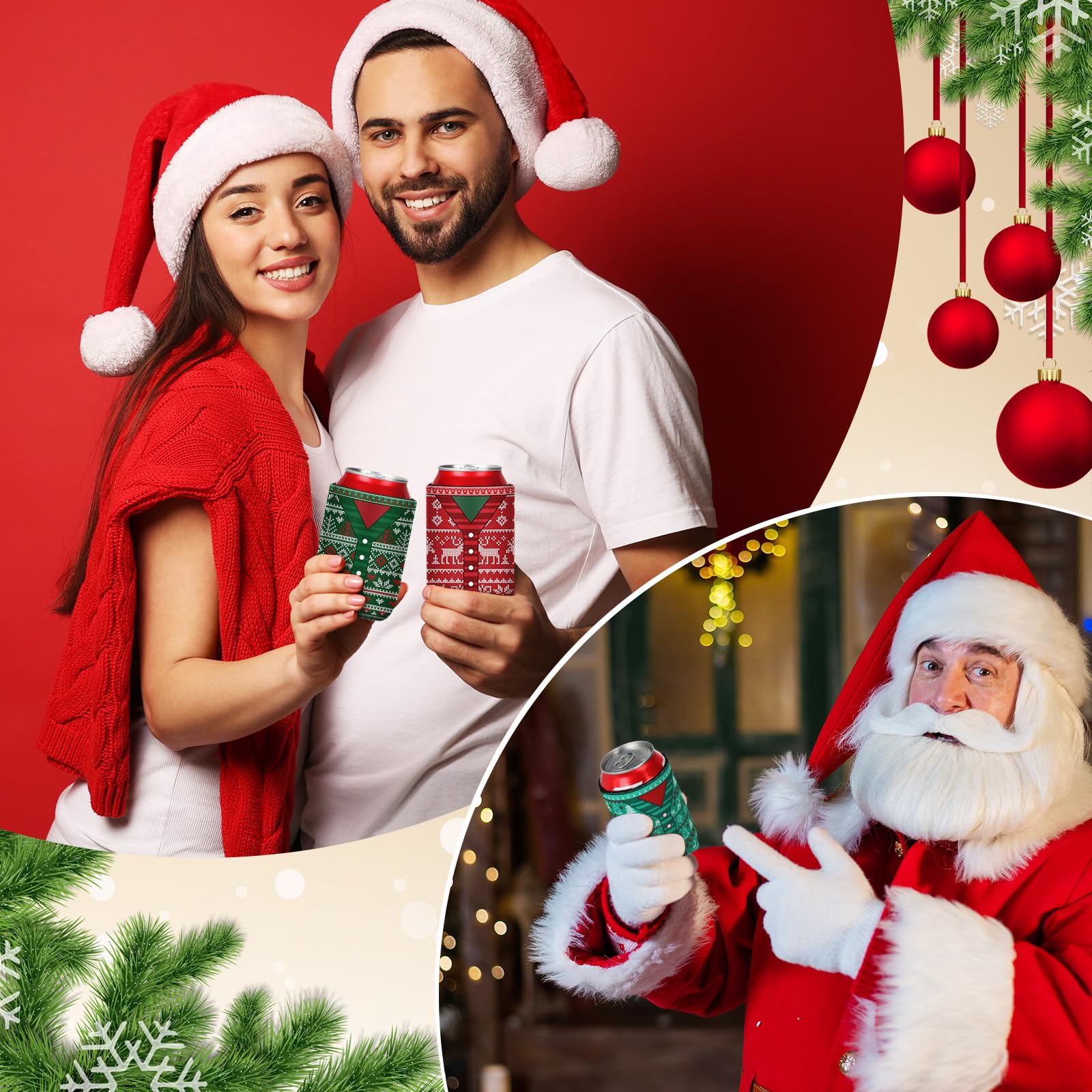 Maxcheck Christmas sleeve design 5 helps keep beverages cold or warm outdoors.