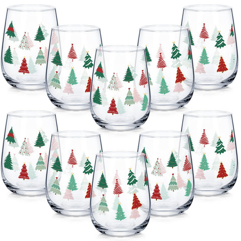 Maxcheck Christmas tree wine glass with red and green design adds festive charm to celebrations