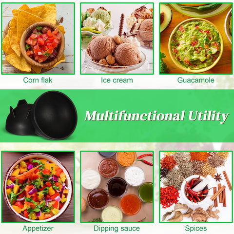 Maxcheck guacamole bowls in black offer neat, versatile dip presentation.