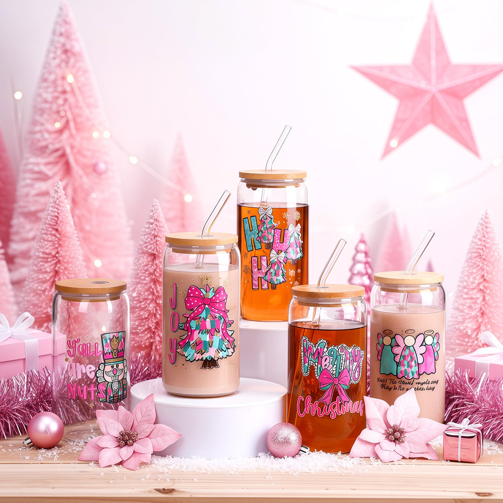 Maxdot pink angel design cup with lid and straw for cozy moments