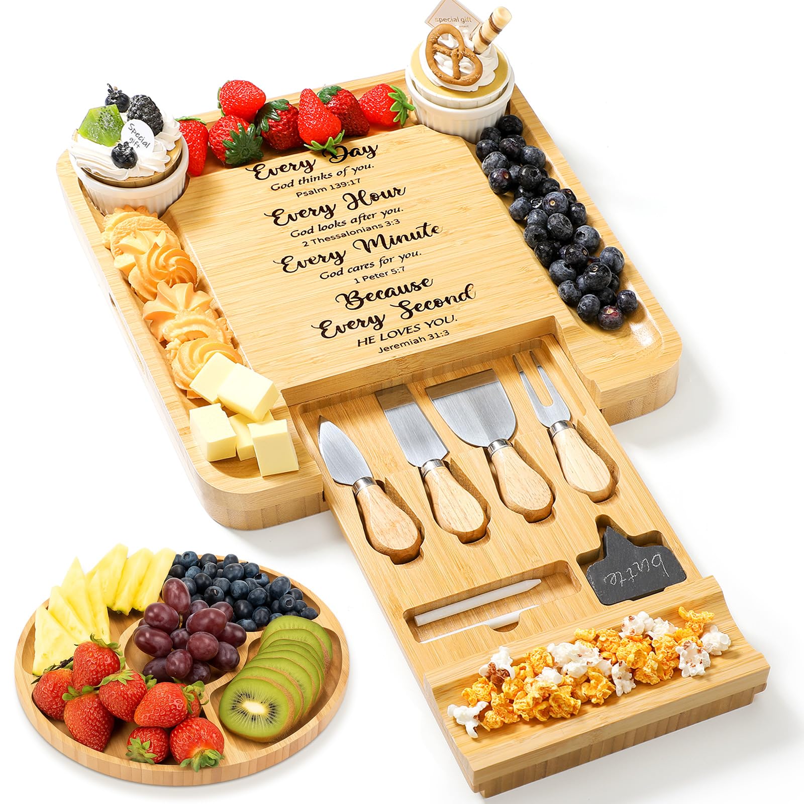 Maxdot Christian engraved charcuterie board as a faith-forward centerpiece for gatherings.