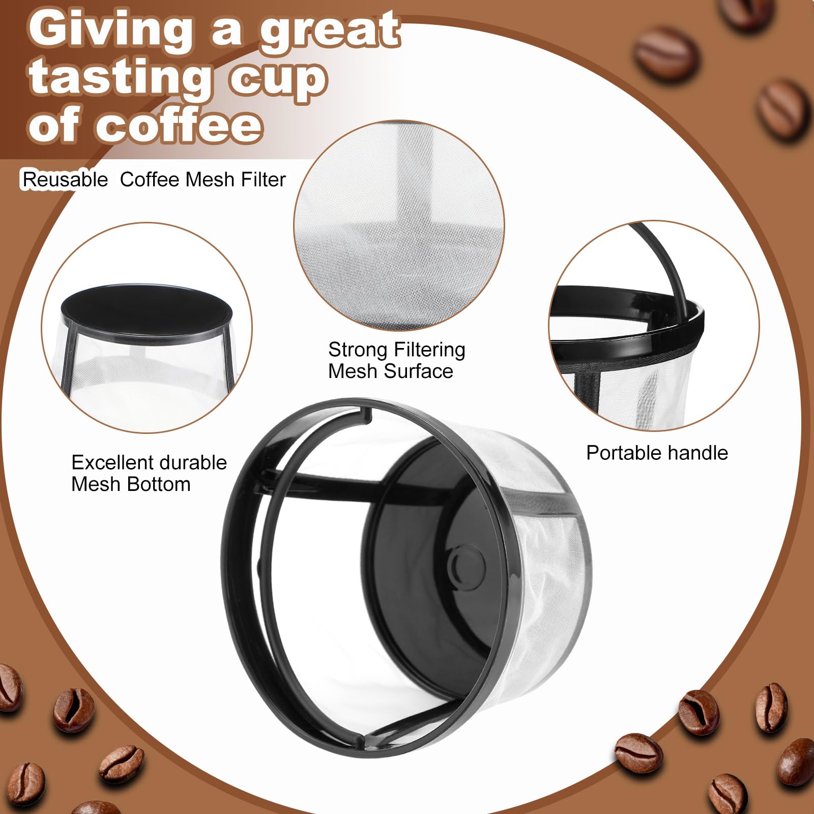 Maxdot reusable coffee filter with handle simplifies pouring and cleaning.