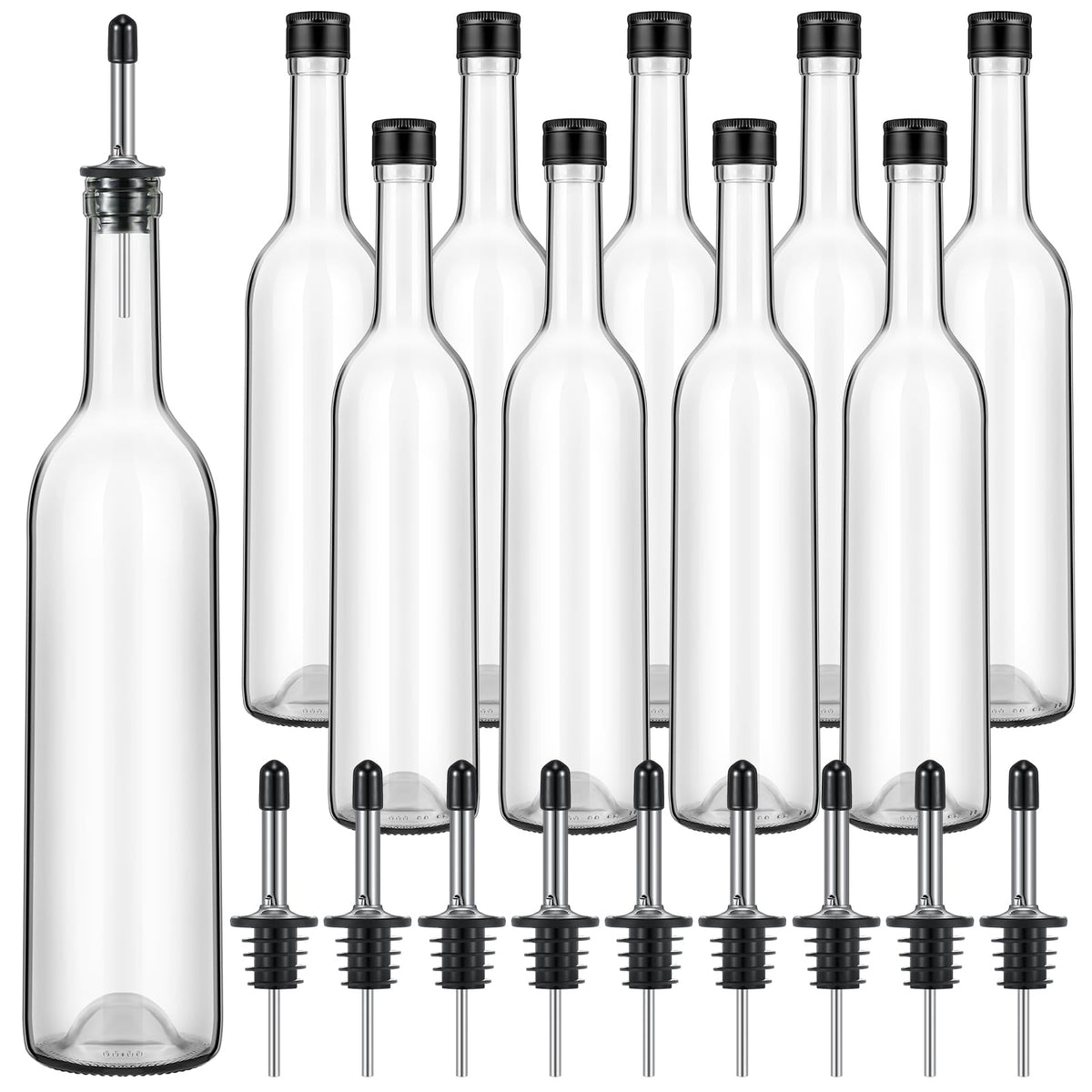 Maxdot long neck glass bottle with pourer for precise home bar pours