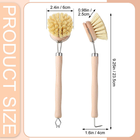 Maxdot wood dish brush with soft fiber bristles ideal for gentle scrubbing.