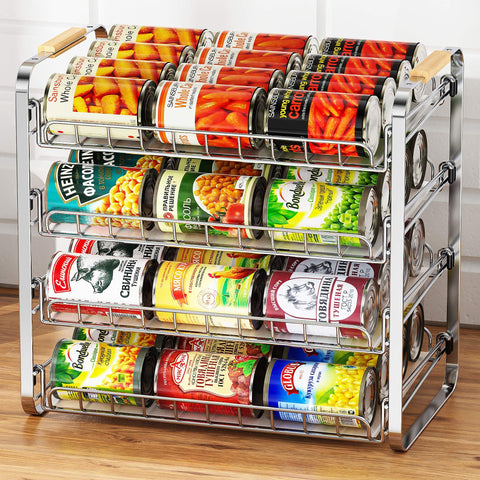 MAXIFFE 4-tier can organizer on a countertop showing full storage for quick access.