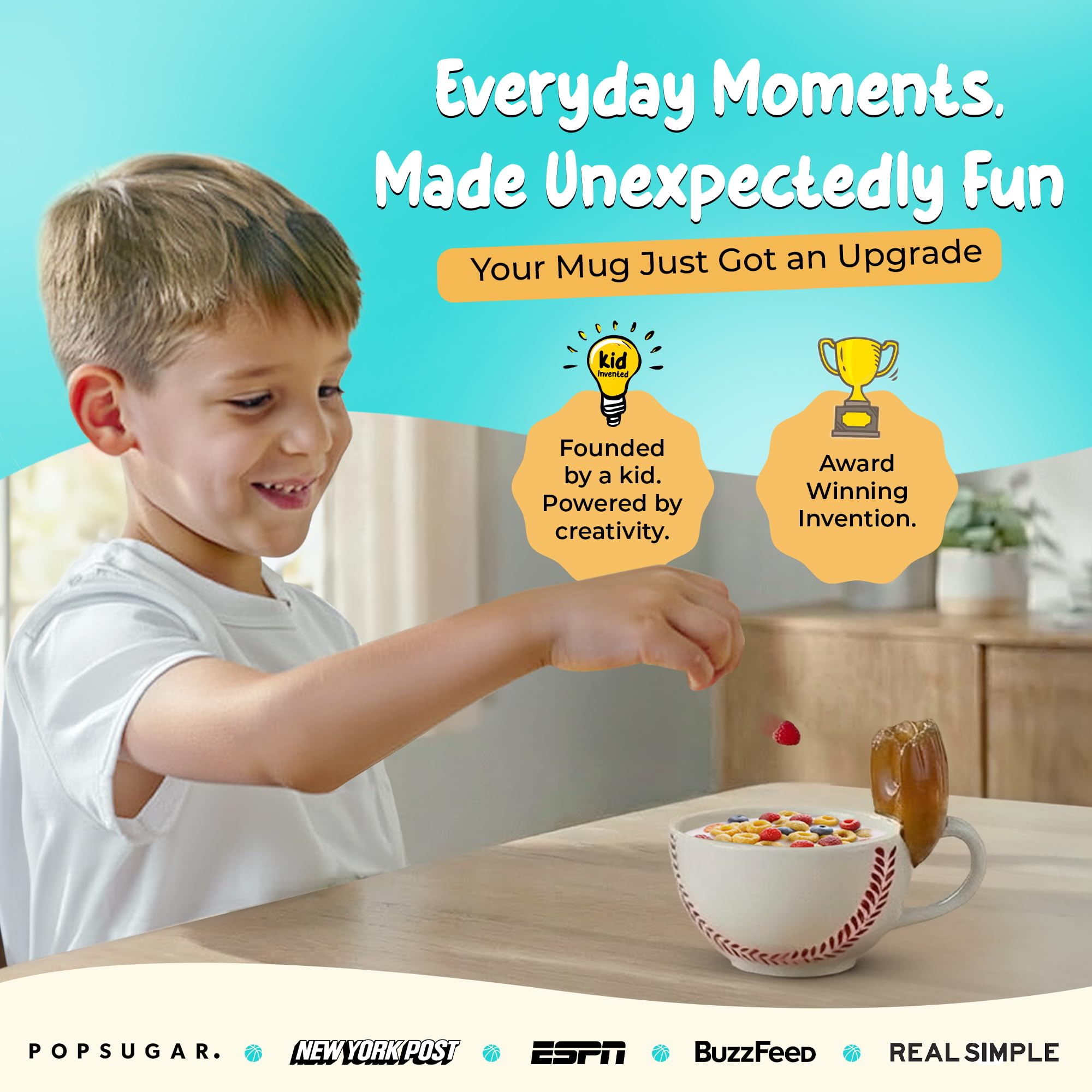 MAX’IS baseball mug with glove for snack-toss fun at home