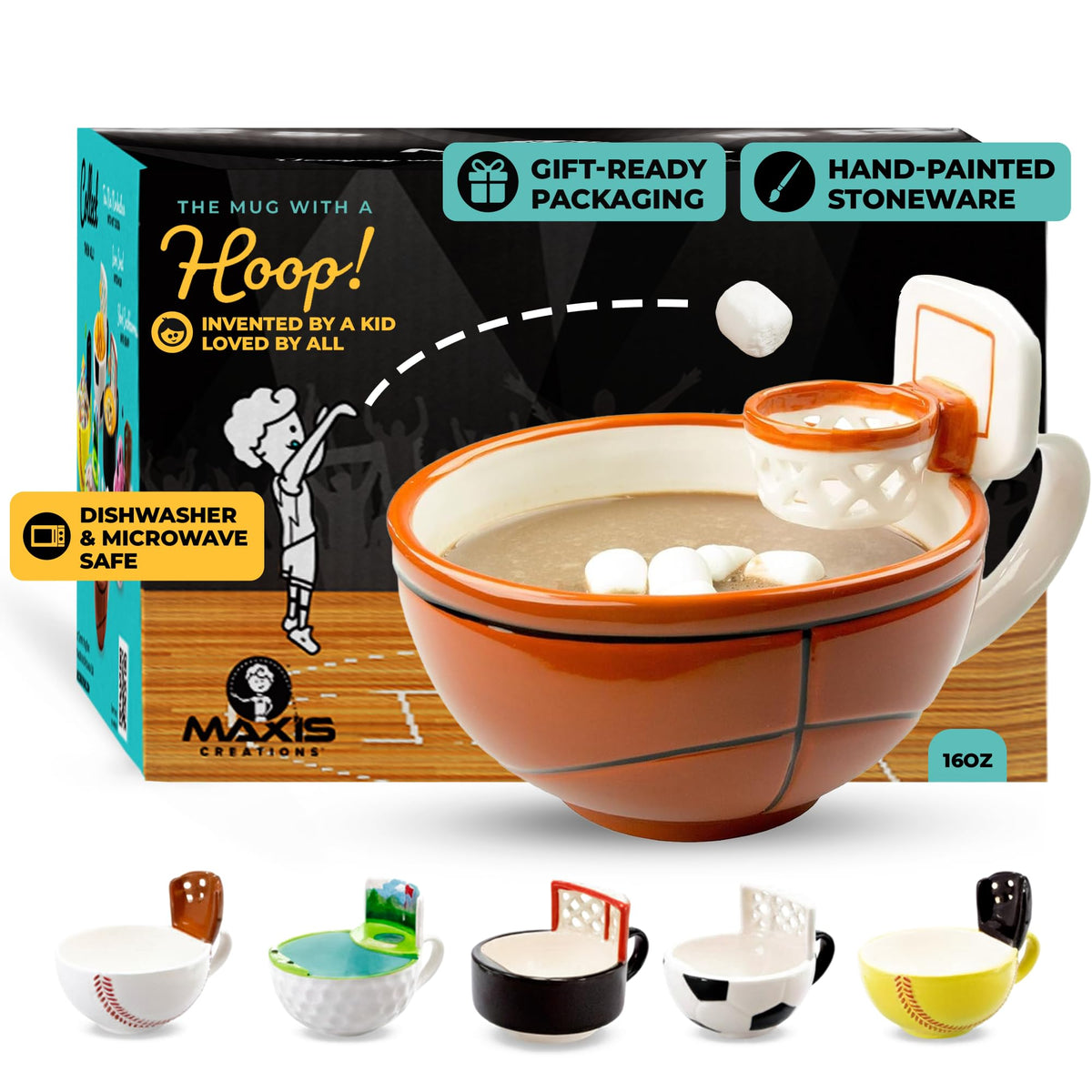 MAX'IS Creations mug with hoop for playful breakfasts and snack toss.