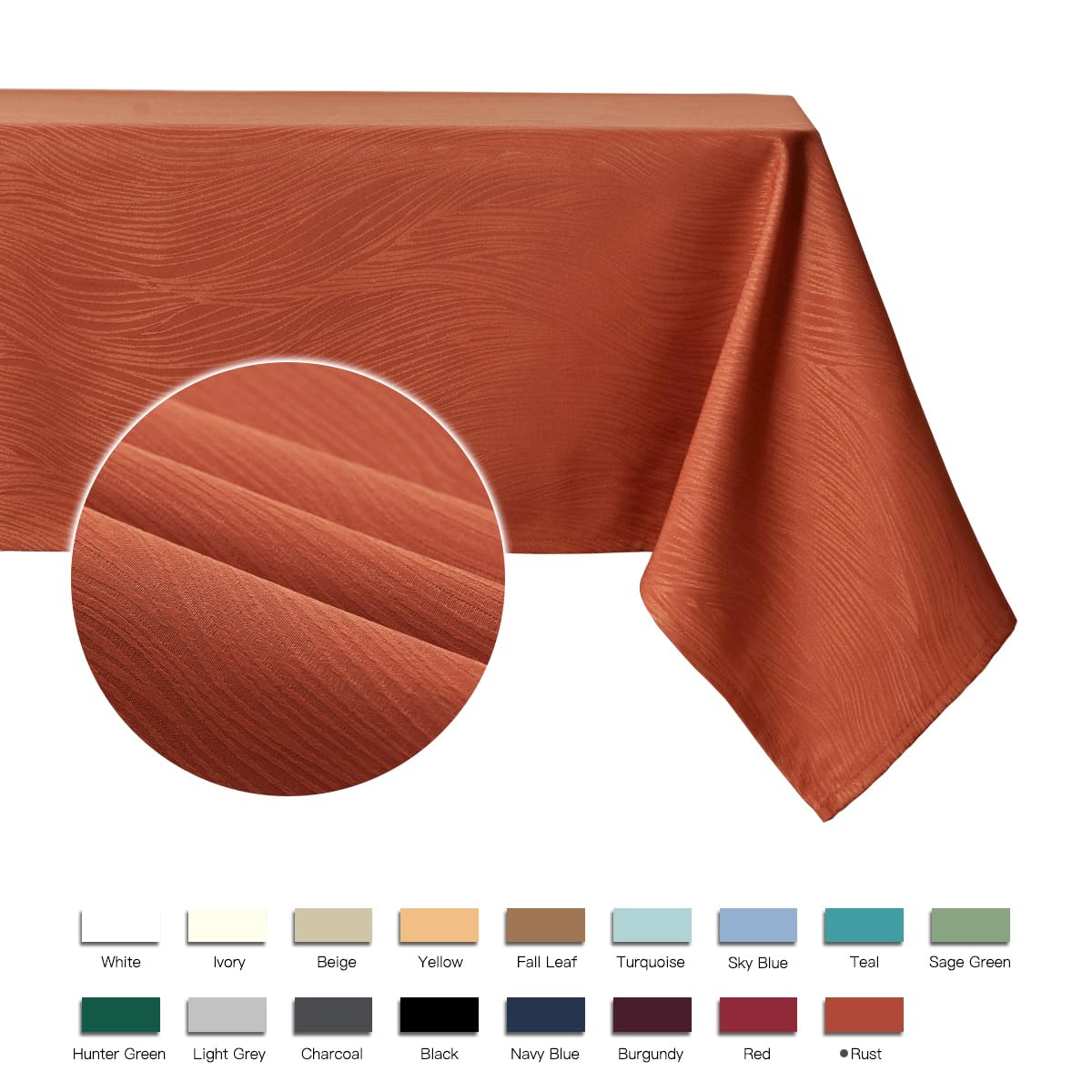 Maxmill Jacquard Swirl Rust tablecloth wrinkle-free surface for neat settings