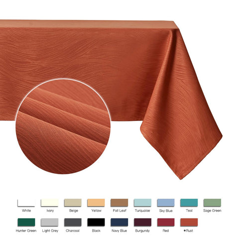 Maxmill Jacquard Swirl Rust tablecloth wrinkle-free surface for neat settings
