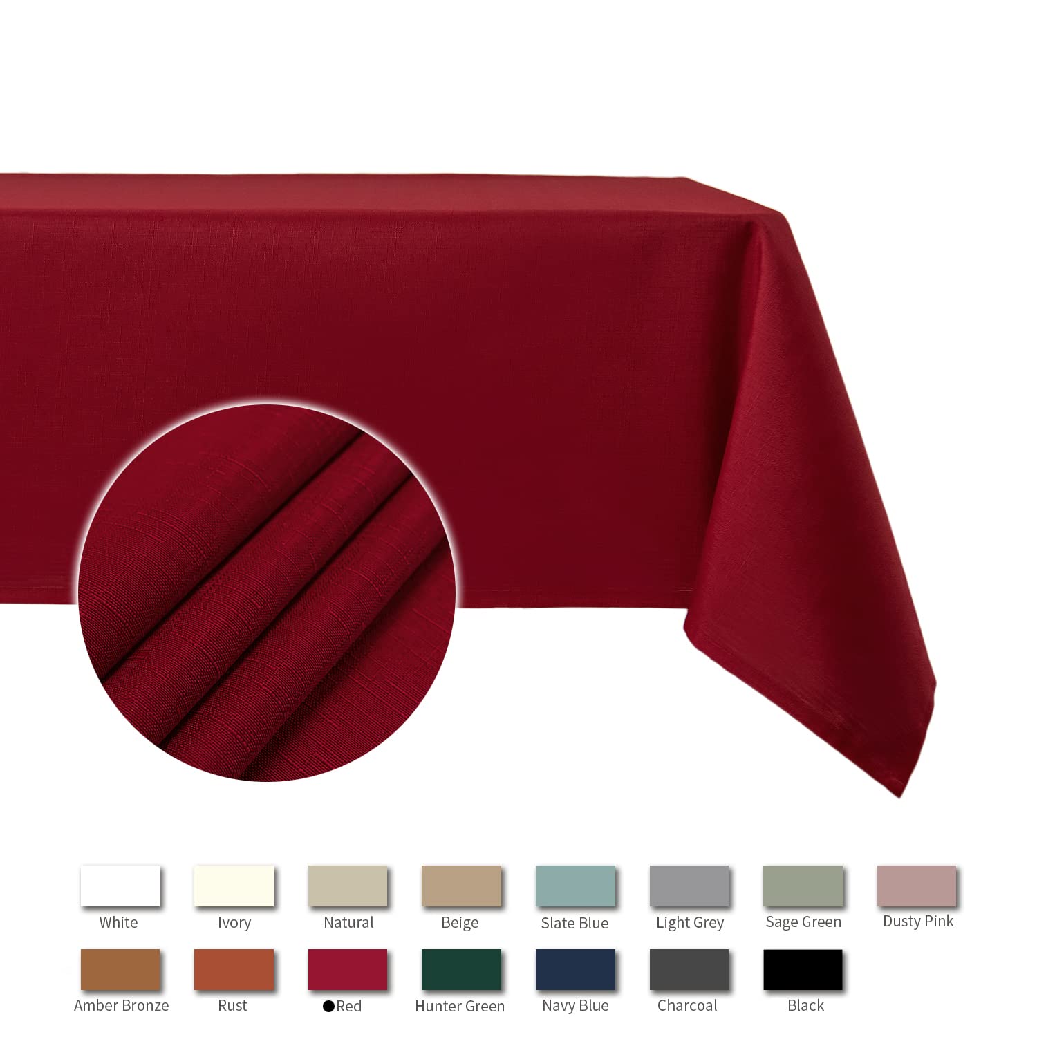 maxmill premium polyester jacquard fabric provides durable, refined table coverage.