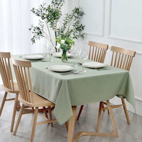 maxmill textured rectangle tablecloth sage green 60x84; durable jacquard for everyday dining