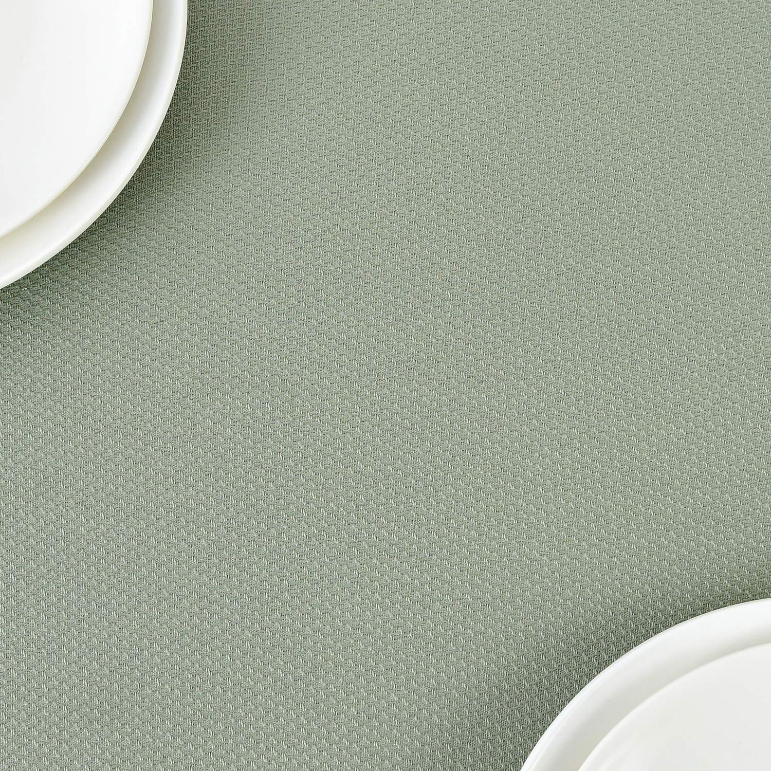 maxmill textured sage-green tablecloth shown with chairs for festive dining ambiance