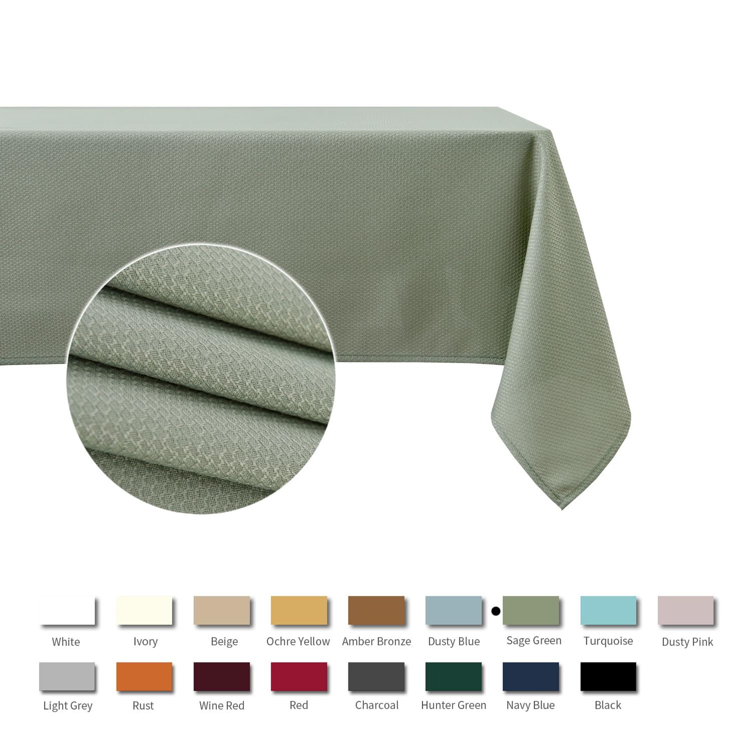 maxmill textured rectangle tablecloth sage green on a dining table for events
