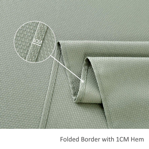 maxmill textured tablecloth sage green demonstrates wrinkle-free finish after meals